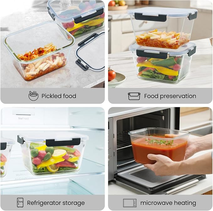 2 Pack Large Glass Food Storage Containers - Image 6