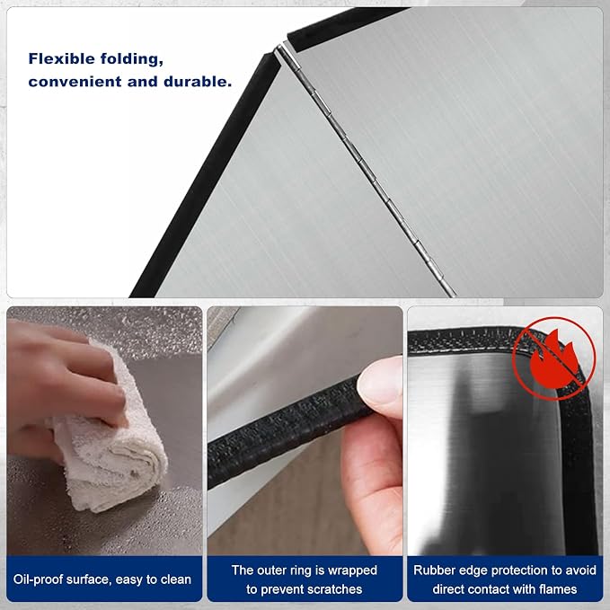 4 Sided Splatter Guard, Foldable Stainless Steel Oil Splatter Screens - Image 5