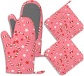 Pink Christmas Candy Cane Pot Holders and Oven Mitts Set Silicone Stars Kitchen by BIGXIUKA