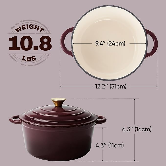 4.5 Quart Dutch Oven Pot with Lid, Non Stick Enameled Cast Iron Dutch Oven - Image 5