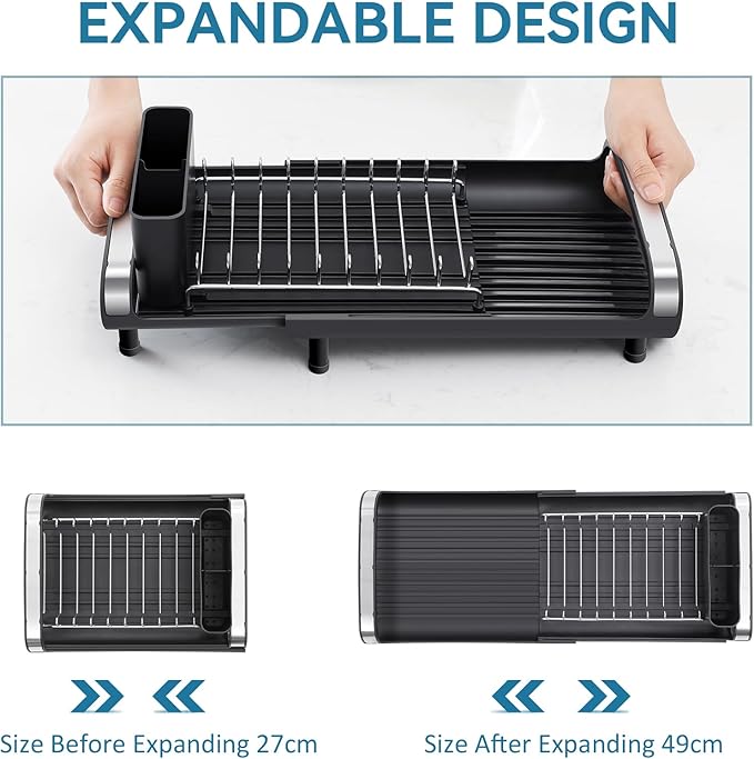 Small Dish Drying Rack, Mini Expandable Compact Dish Rack, Slim Extendable - Image 2