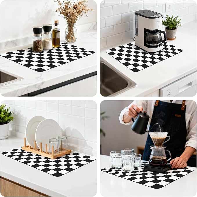 12" x 20" Checkered Dish Drying Mat - Image 8