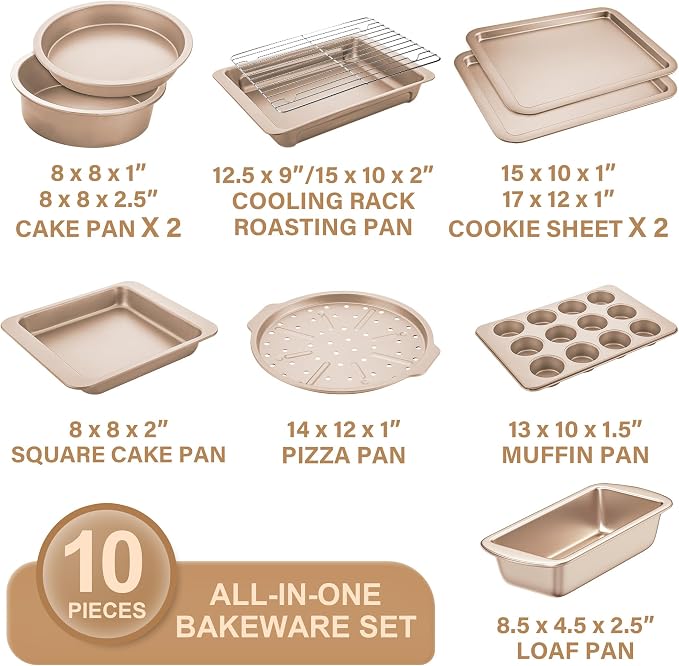 HONGBAKE Bakeware Sets, Baking Pans Set, Nonstick Oven Pan - Image 3