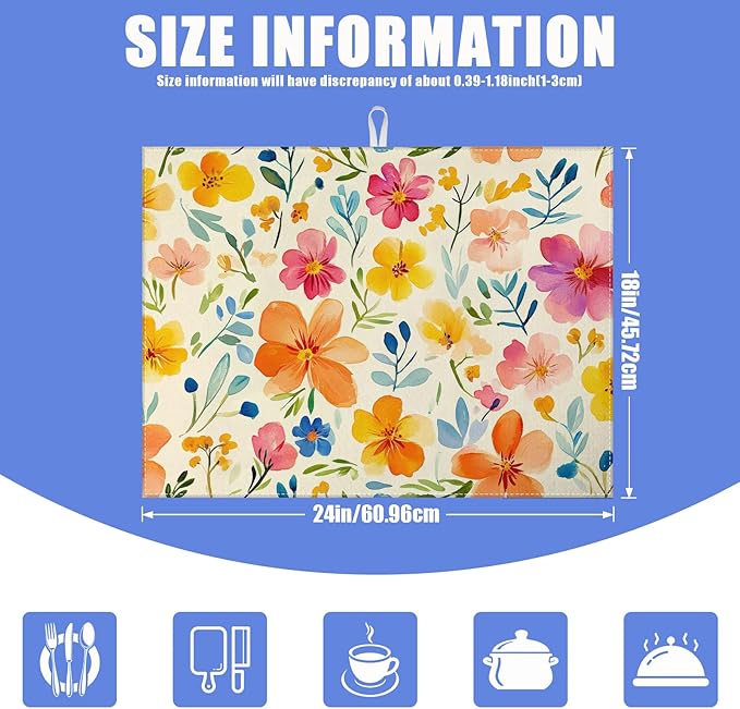 Colorful Flower Dish Drying Mat - Image 2