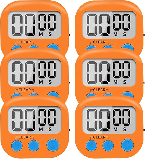 6 Pack Small Digital Kitchen Timer Magnetic Back and ON/Off Switch, Minute by LinkDm