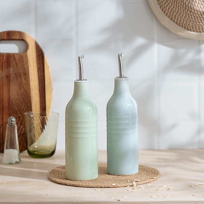 famiware Jupiter 16oz Ceramic Olive Oil Dispenser Bottle, Olive Oil and Vinegar - Image 3