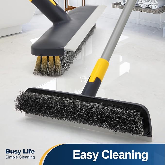 Yocada Floor Scrub Brush Telescopic Handle 2 in 1 Scrape Brush Stiff Bristle - Image 5