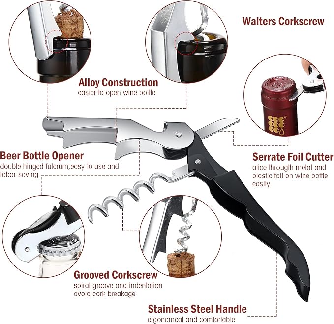 Honoson Wine Keys Opener Travel Wine bottle Opener Waiter Beer Bartender - Image 3