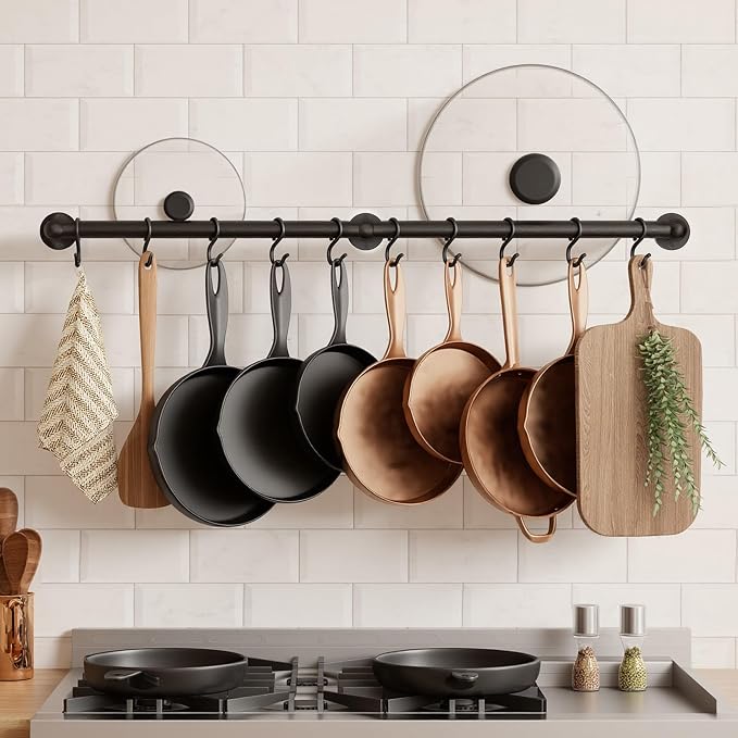 KES 130lb High-Capacity 32 Inch Pot Rack Wall Mounted by KES