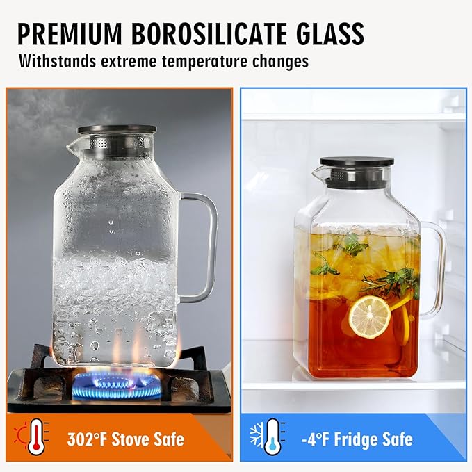 1 Gallon Square Glass Pitcher - Image 6