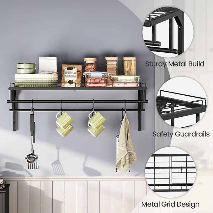 CHOEZON Hanging Pot Rack, Wall-Mounted Pot Rack, Kitchen Cookware Organizer - Image 6