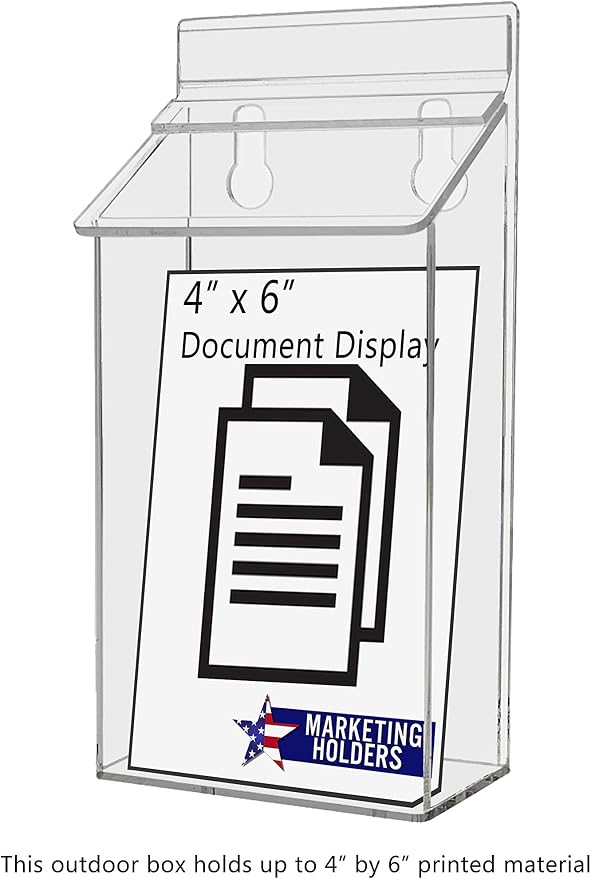 Outdoor Brochure Box with Lid Clear Acrylic Wall Mount Outside Bin Holds 4" x - Image 2