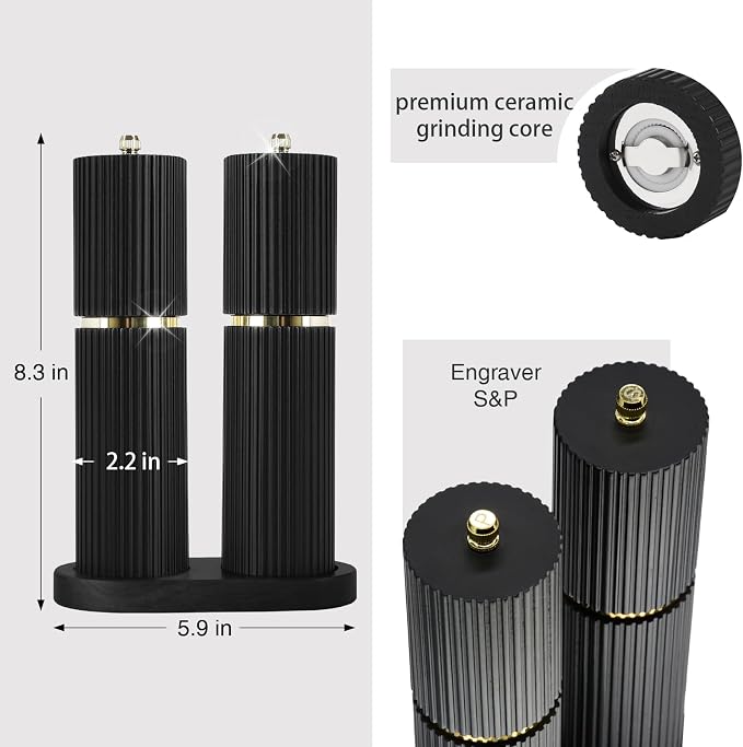 Wooden Salt and Pepper Grinder Set - Image 2