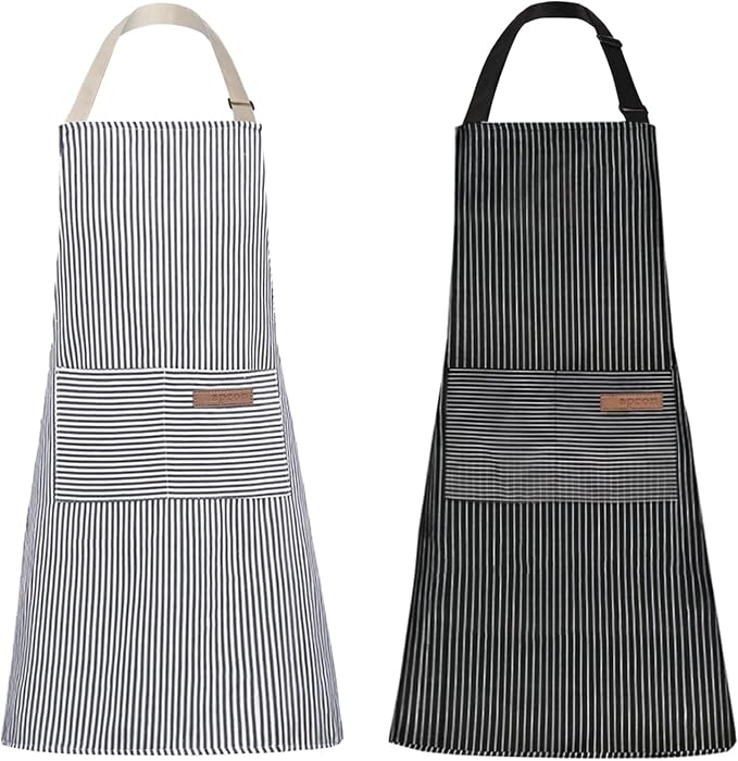 Tosewever 2 Pieces Kitchen Cooking Aprons, Cotton Polyester Blend Adjustable by Tosewever