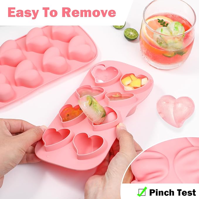 Webake Heart Shpaed Ice Cube Trays, 8-Cavity Heart Silicone Molds - Image 4