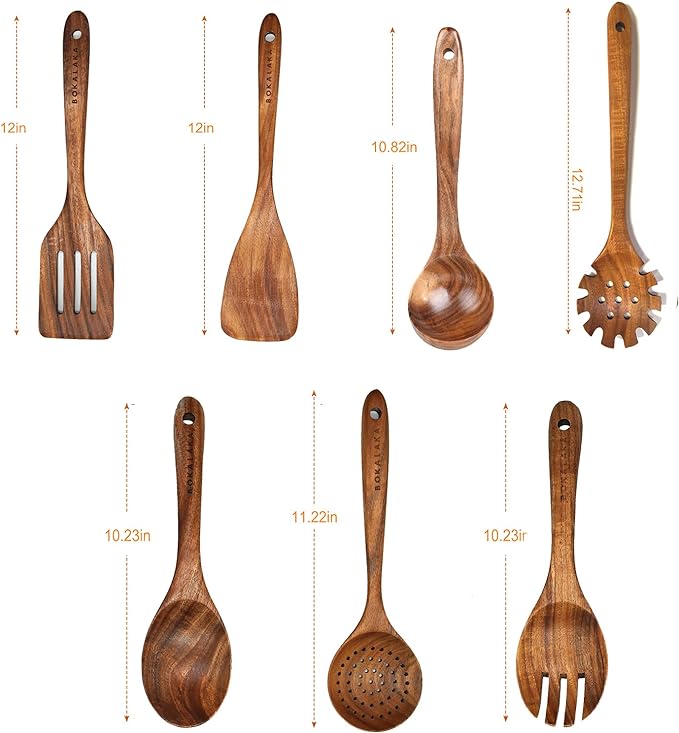 Teak Wooden Kitchen Utensil Set - Image 2