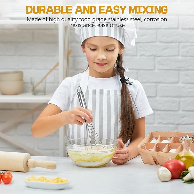 NileHome Stainless Steel Whisk Set 8" 10" Hand Blender + 12" Semi-Automatic - Image 6