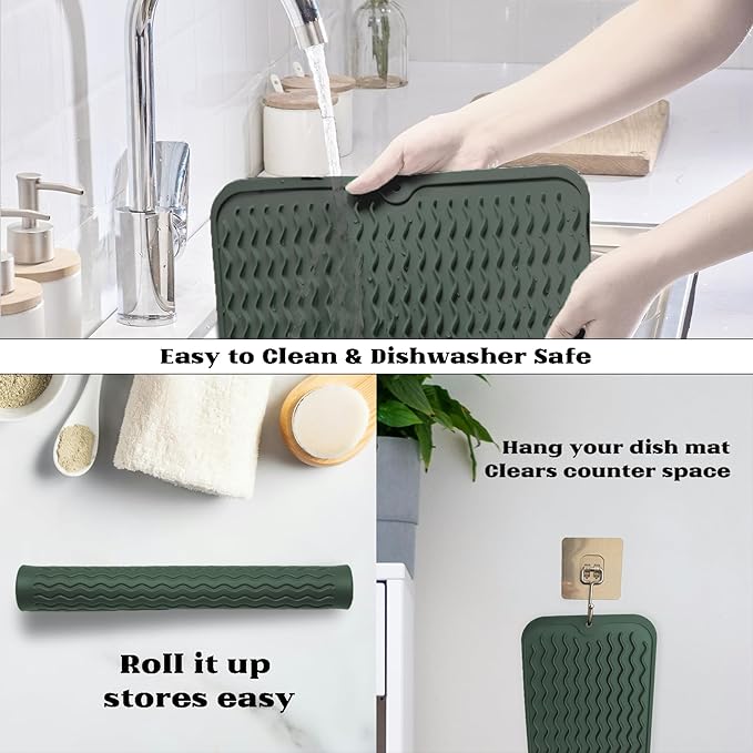 ZLR Silicone Dish Drying Mat 12" x 12" Square - Image 4