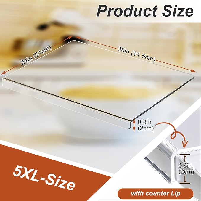 JJL Acrylic Cutting Board with Counter Lip, 36 x 24 Inches, and Vegetables - Image 5