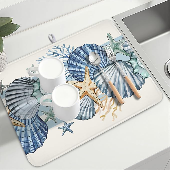 Summer Sea Shell Drying Mat 24x18 Inch, Starfish Drying Mat - Image 8