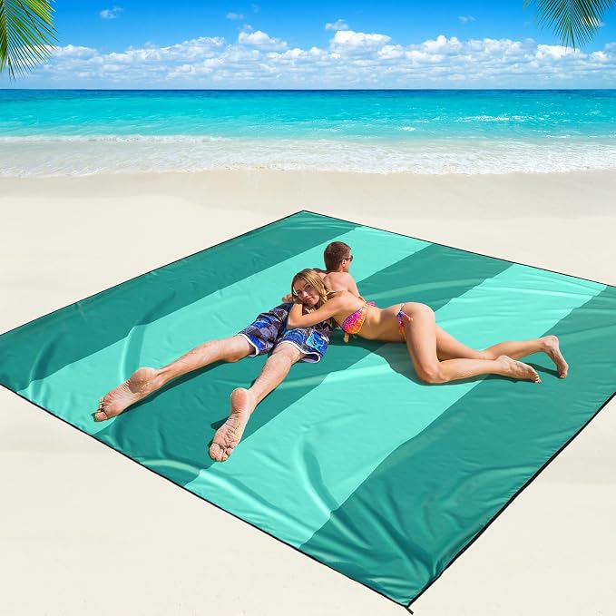 WIWIGO Beach Blanket Waterproof Sandproof Beach Mat 79" X 83"/10'x9'for 2-8 by WIWIGO