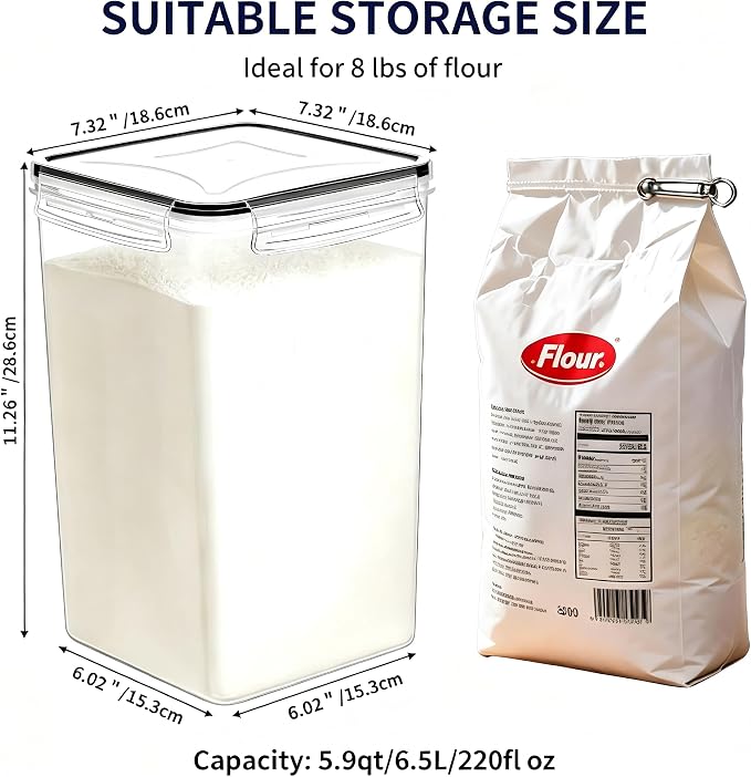 2 Pieces 6.5L / 220 oz Large Food Storage Containers, BPA Free Plastic Airtight - Image 2