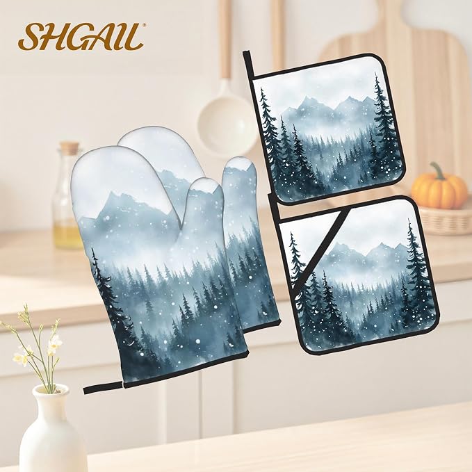 Winter Forest Oven Mitts and Heat Resistant Pads - Image 2