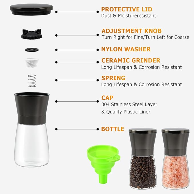 R DRURLCD Metal Bronze Salt and Pepper Grinder Set of 2 - Image 5