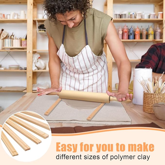 Newtay 12 Pcs Pottery Tools Include 1 Wood Rolling Pin Sculpting Polymer Clay - Image 7