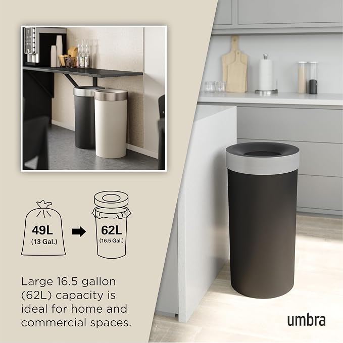 Umbra Vento Kitchen Trash Can – Large 16 Gal Open Top Garbage Can - Image 5