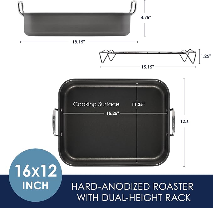 Rachael Ray Brights Hard Anodized Nonstick Roaster / Roasting Pan - Image 6