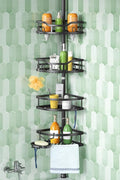 HAMITOR Corner Shower Caddy Tension Pole: Rustproof Stable 4-Tier Bathroom by HAMITOR