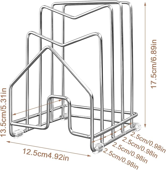 2 Pack Pot Lid Organizer Cutting Board Holder Inside Cabinet 304 Stainless - Image 8