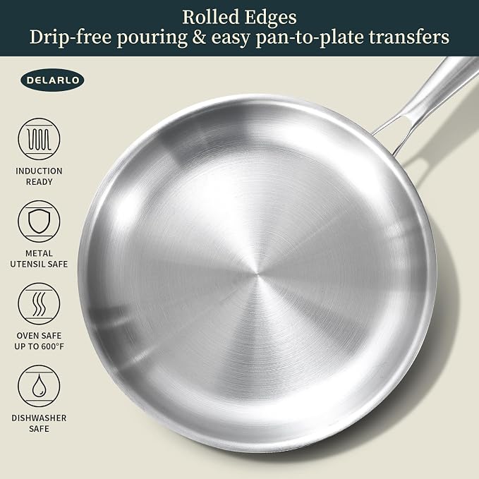 DELARLO Tri-ply Stainless Steel Frying Pan Set - Image 5