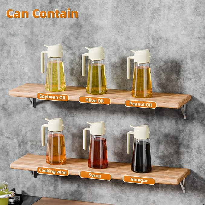 Marbrasse Oil Dispenser for Kitchen, 20 OZ /600ml Leakproof Glass Oil Bottle - Image 6