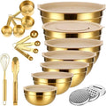 20 PCS Gold Mixing Bowls with Lids Set by Tideme