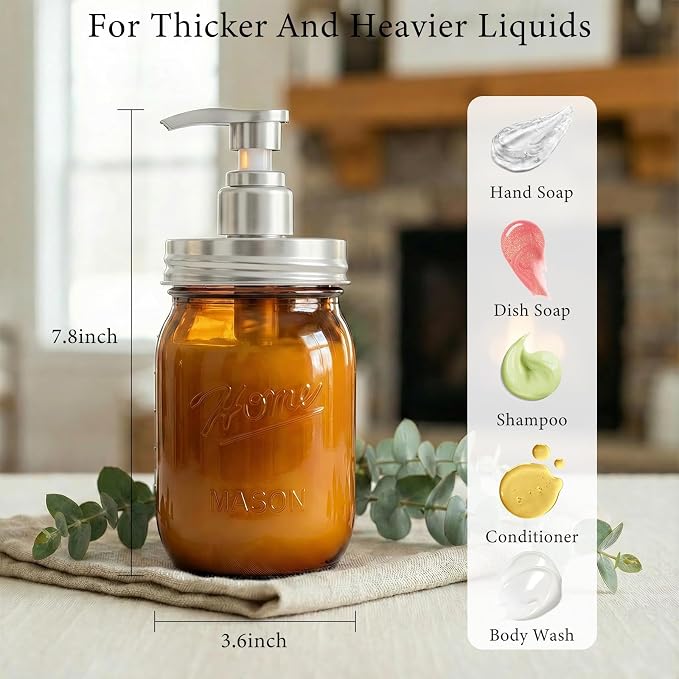 Amolliar Plastic Mason Jar Soap Dispenser - Image 3