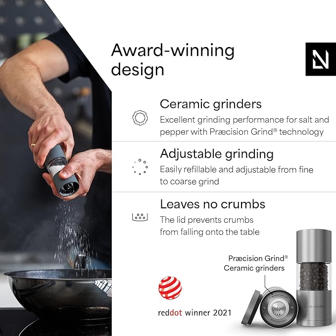 LARS NYSØM Salt and Pepper Grinder Set, Manual Salt and Pepper Mills - Image 2
