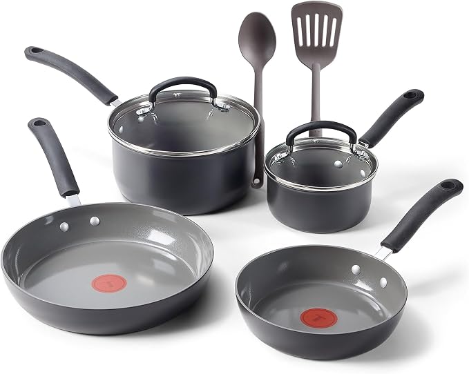 T-Fal Ultimate Hard Anodized Ceramic Nonstick 8 Piece Cookware Set, Oven Safe by T-falbrand