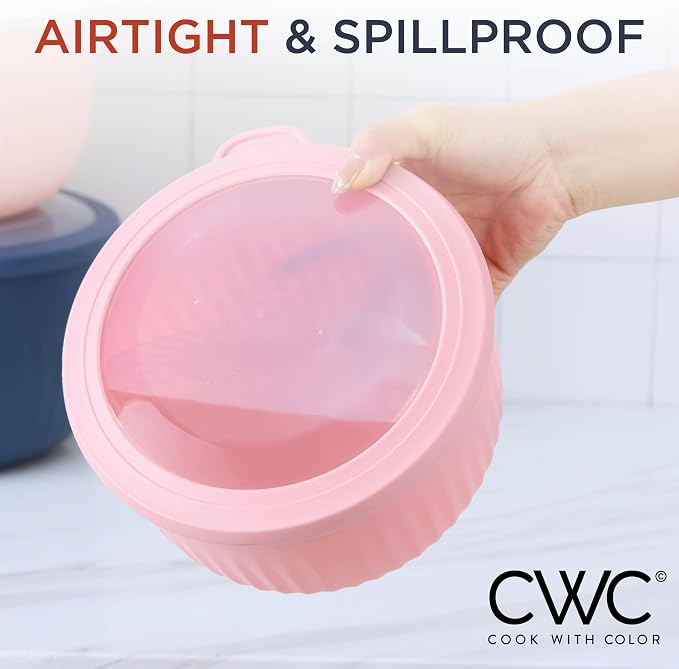 COOK WITH COLOR Prep Bowls with Lids- Wide and Deep Nesting Plastic Small - Image 4