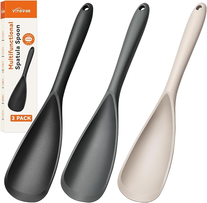 3 PACK Silicone Cooking Spatula Spoons by VITEVER