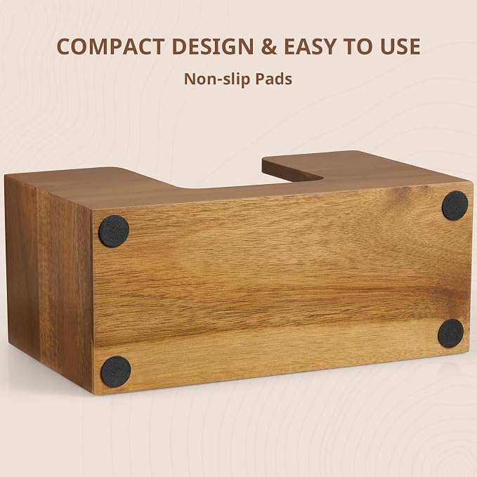 Paper Towel Dispenser Countertop, Acacia Wood Folded Paper Hand Towel Holder - Image 4