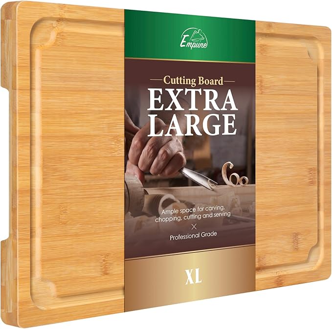 Extra Large Cutting Board, 17.6" Bamboo Cutting Boards by Empune
