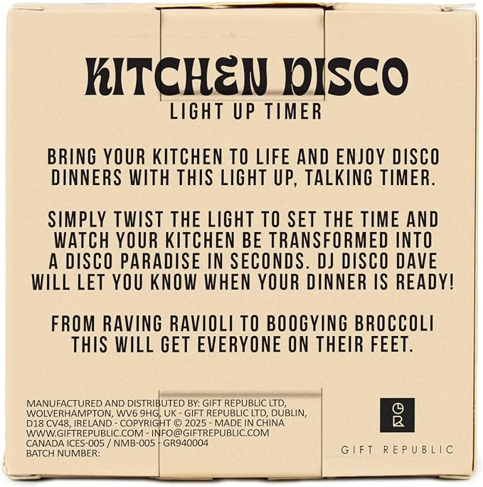 Gift Republic Kitchen Disco Light Up Timer – 60-Minute Countdown, Plays 2 Disco - Image 8