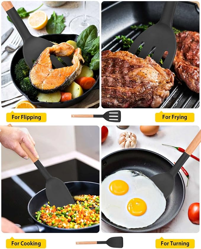 Pack of 2 Silicone Cooking Spatula, Heat Resistant Solid Turner, Non Stick - Image 4