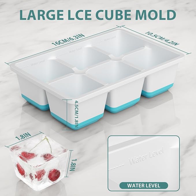 Optish Large Ice Cube Molds, 2 Pack Whiskey Square Ice Molds, 1.8 Inch Big Ice - Image 3
