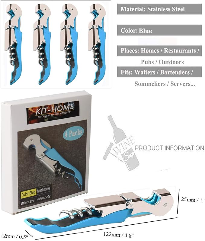 Professional Waiter Corkscrew Wine Openers Set, Heavy Duty Stainless Steel - Image 5