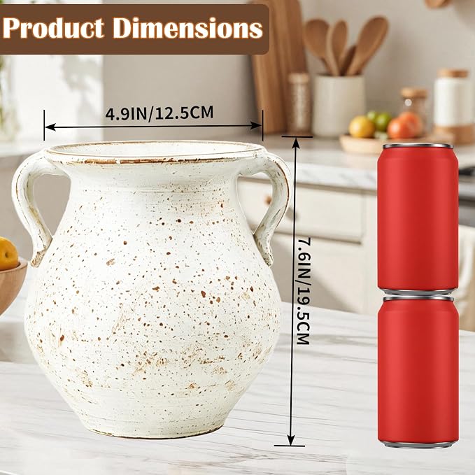 Rustic Kitchen Utensil Holder for Countertop, 7.6x4.9In Large Ceramic Cooking - Image 6