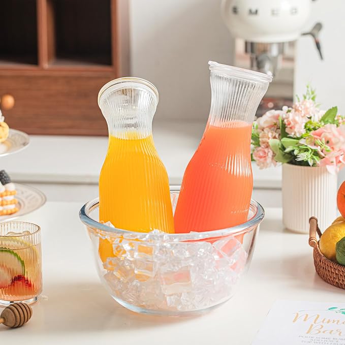 INSETLAN 1 Liter Ribbed Glass Carafe - Image 4