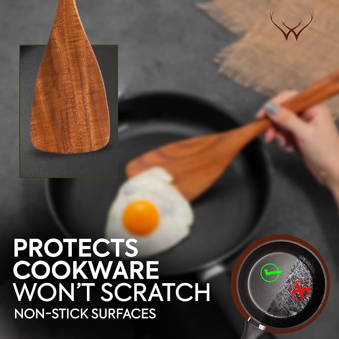 30 Pcs Teak Wooden Utensil Set – Premium Cooking Utensils Set, Natural Wooden - Image 5
